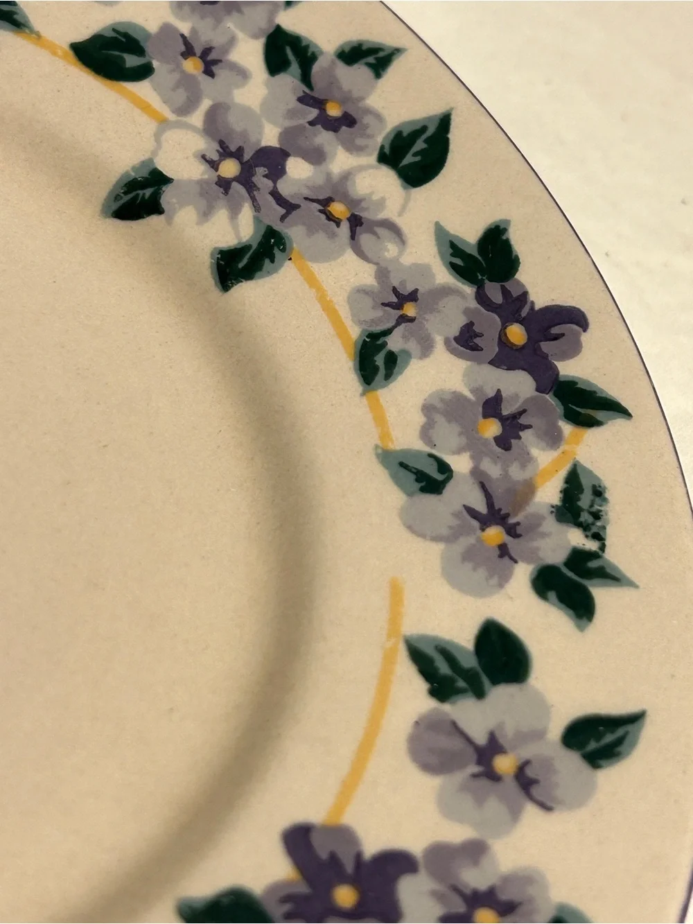 Farberware Cream Dinner Plate with Lavender Floral Wreath